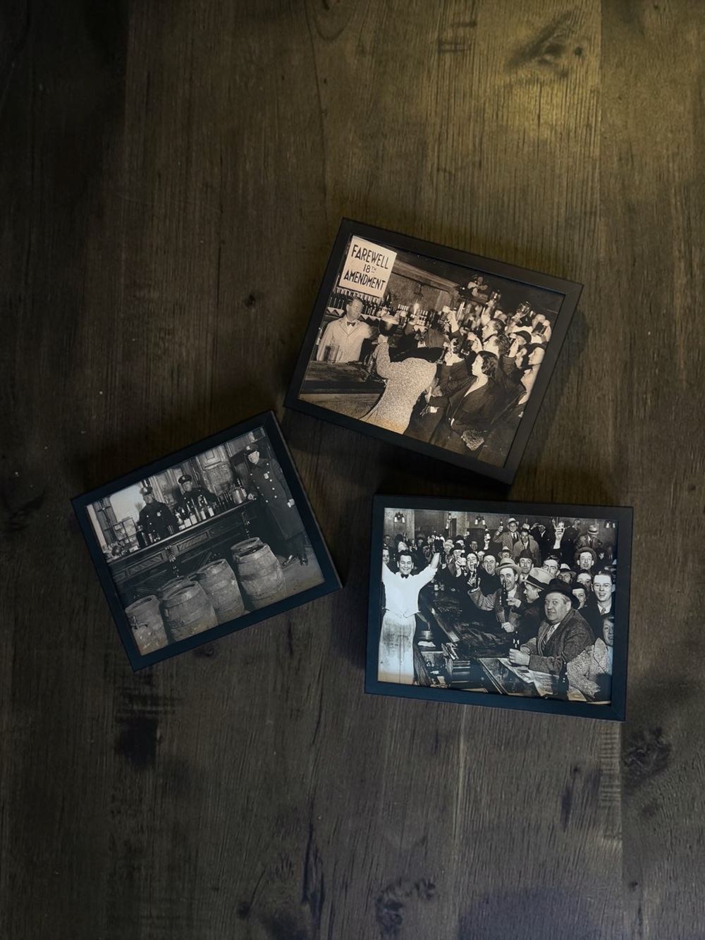 Set of 3 Black Framed Vintage historic prohibition Photo Prints